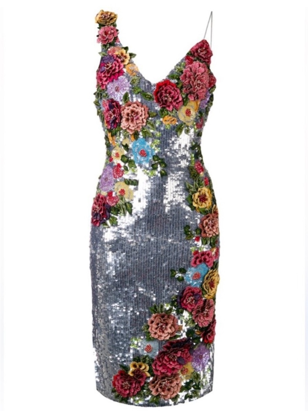 Alice + Olivia New Francie 3D Floral Appliquè Embellished Dress Sz 10 $1,995.00